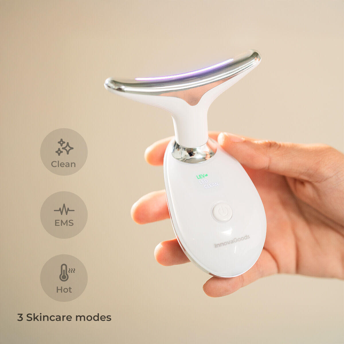 Massageador Facial Reafirmante com LED, EMS e Calor Selora – Rosto e Pescoço