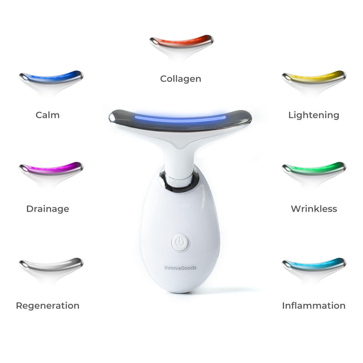 Massageador Facial Elétrico Reafirmante com LED, EMS e Calor