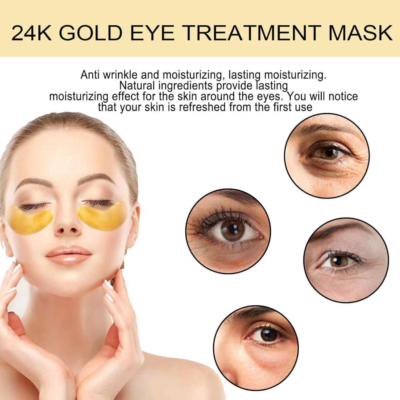 Patches de Olhos com Ouro 24K EELHOE – 60 Unidades