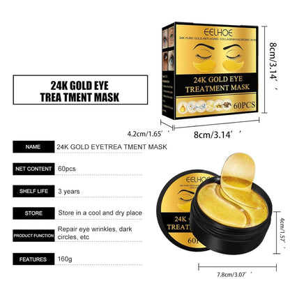 Patches de Olhos com Ouro 24K EELHOE – 60 Unidades