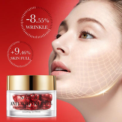 Cápsulas de Óleo Essencial Anti-Idade 5 em 1 SADOER – Tratamento Facial 50g