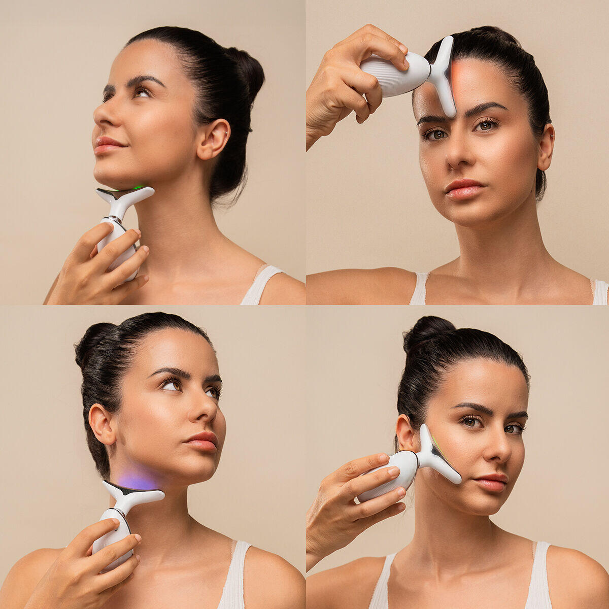 Massageador Facial Elétrico Reafirmante com LED, EMS e Calor