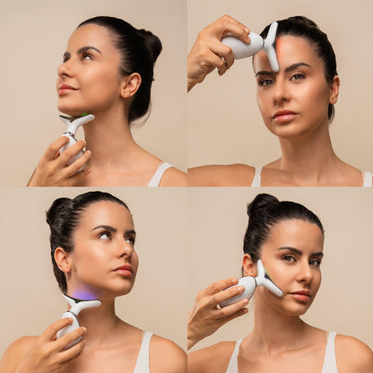 Massageador Facial Elétrico Reafirmante com LED, EMS e Calor