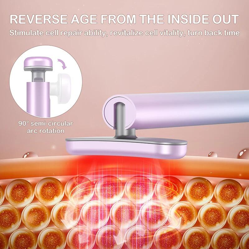 Massajador Facial 4 em 1 com Luz LED Vermelha – Pele Radiante e Rejuvenescida