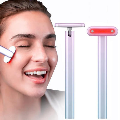Massajador Facial 4 em 1 com Luz LED Vermelha – Pele Radiante e Rejuvenescida