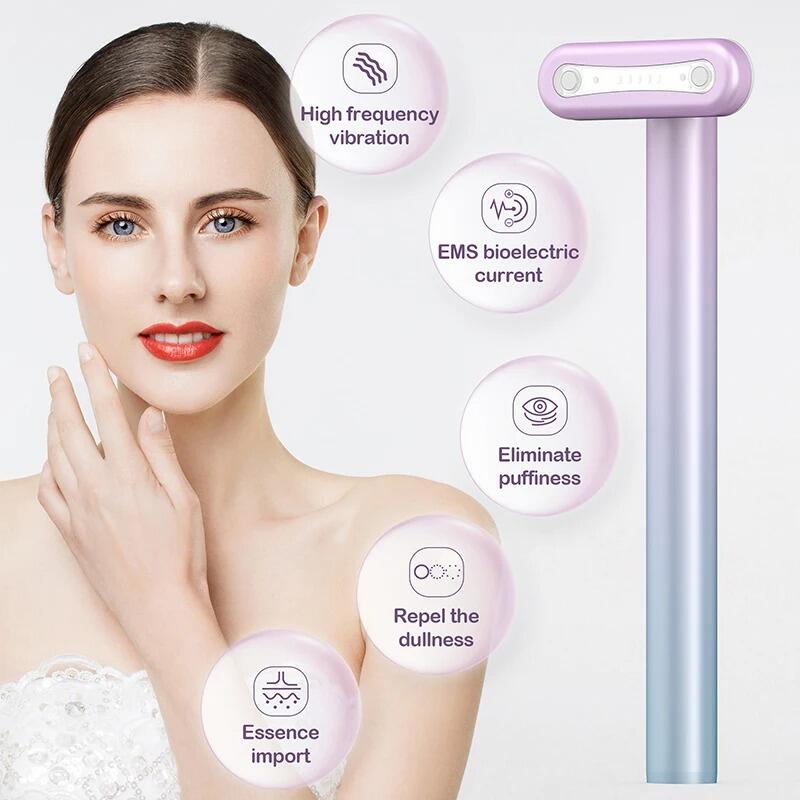 Massajador Facial 4 em 1 com Luz LED Vermelha – Pele Radiante e Rejuvenescida