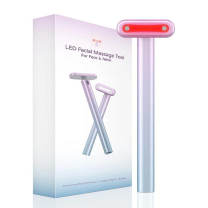Massajador Facial 4 em 1 com Luz LED Vermelha – Pele Radiante e Rejuvenescida